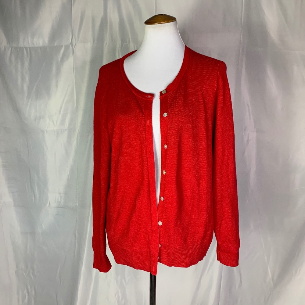 A new day red button front cardigan sweater L